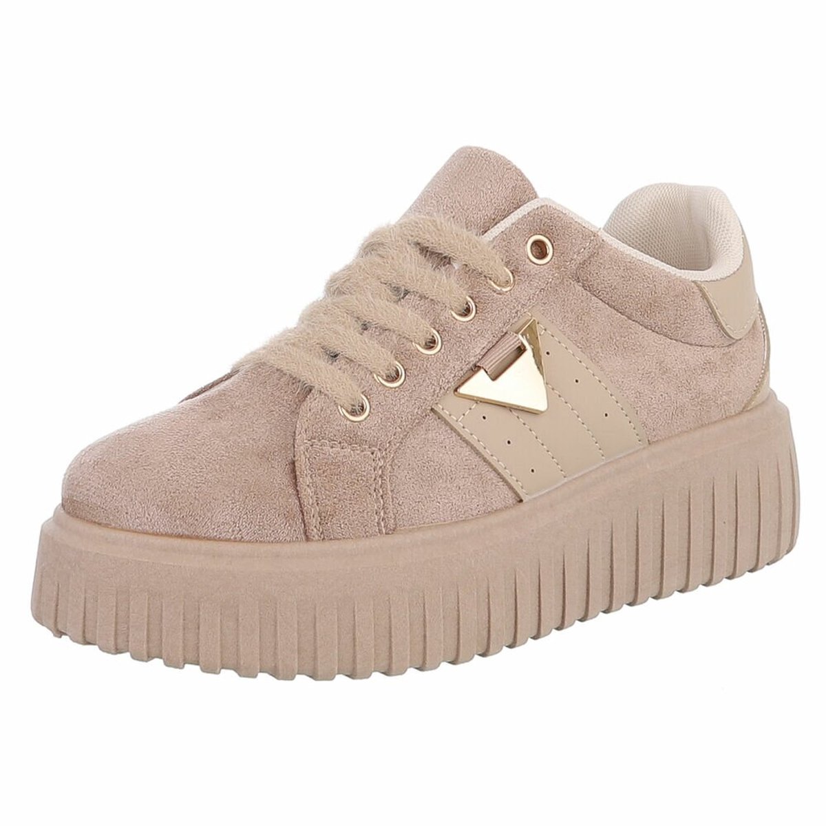 ZoeZo Design - sneakers - khaki - suedine - met veters - maat 37 - zoolhoogte 4/5 cm - nieuwe collectie
