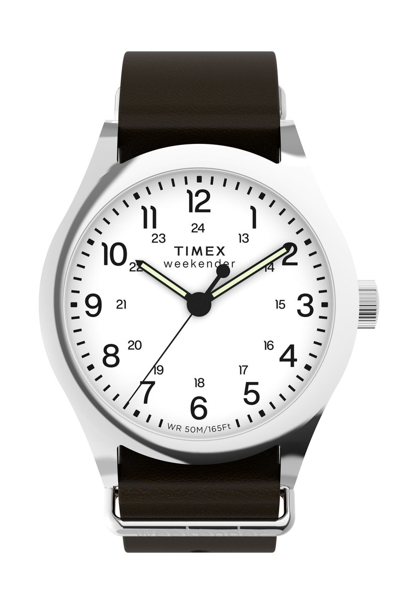 Timex Timex Weekender New England 3 Hand Quartz Analoog Horloge Bruin Kast: 100% Roestvrij Staal | Armband 100% Leer 39 mm TW2Y35800AJ, TW2Y35900AJ
