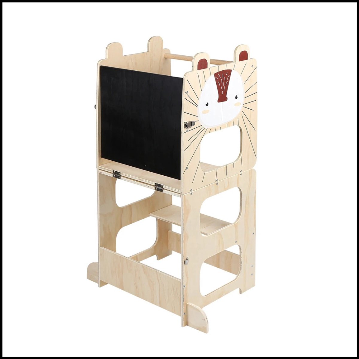 Leertoren voor Kinderen – Montessori Leertoren met Schoolbord – 3-in-1 Kindertafel en Stoel – Veilig Keuken- en Badkamerhulpje vanaf 1 Jaar