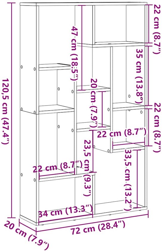 vidaXL - Bibliothèque - 72x20x120 - cm - décoré - bois - blanc