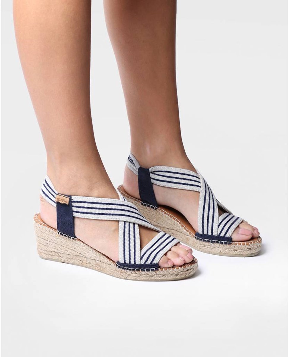 Dames espadrille met sleehak en elastische banden | TINA