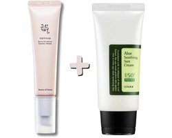 COSRX Aloe Soothing Sun SPF50+ & Beauty of Joseon Revive Ginseng Serum – Hydratatie, Zonbescherming & Anti-Aging – K-Beauty Skincare Set