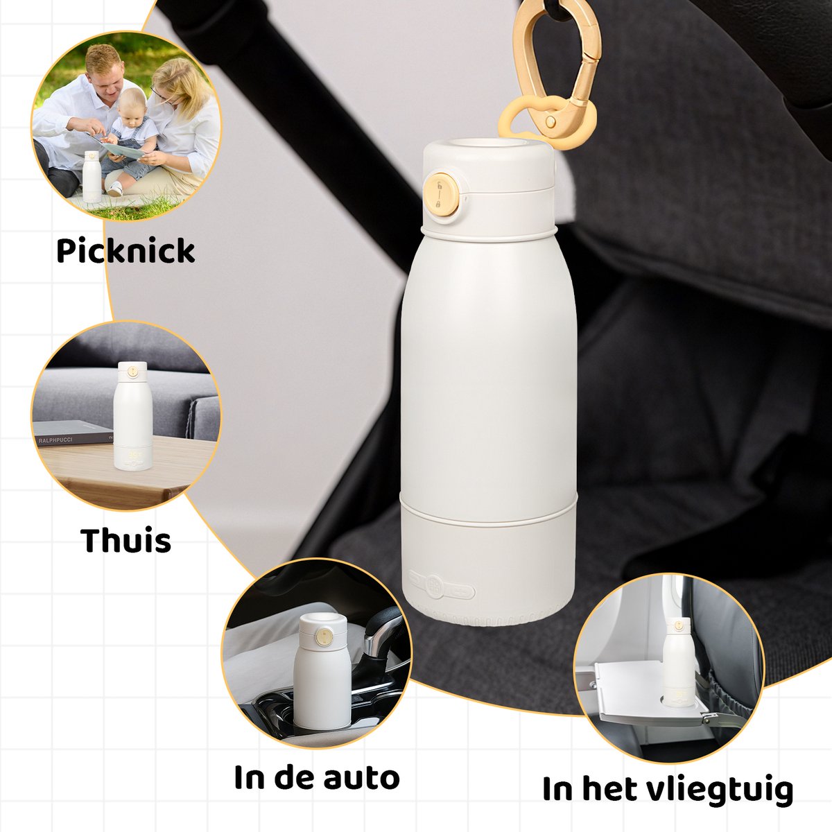 Draagbare Flessenwarmer 500ml - USB-C Accu & Snoerloos thumbnail 5