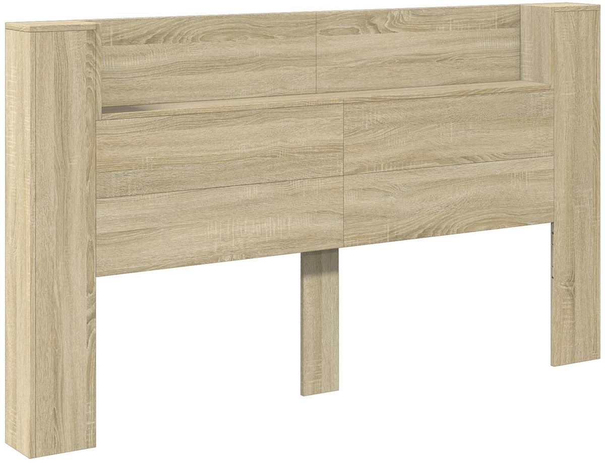vidaXL - Hoofdeinde - Kast - met - LED - met - plank - Sonoma - 180 - x - 16,5 - x - 103,5 - cm