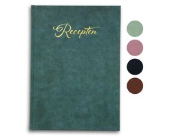 Receptenboek invulboek - Hardcover - Receptenboek zelf invullen - Luxe uitvoering met gouden titel op het omslag - kleur: petrol