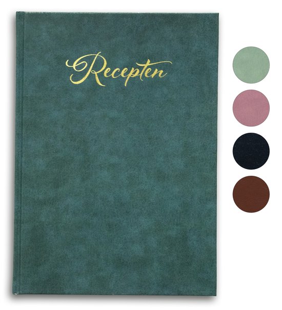 Receptenboek invulboek - Hardcover - Receptenboek zelf invullen - Luxe uitvoering met gouden titel op het omslag - kleur: petrol