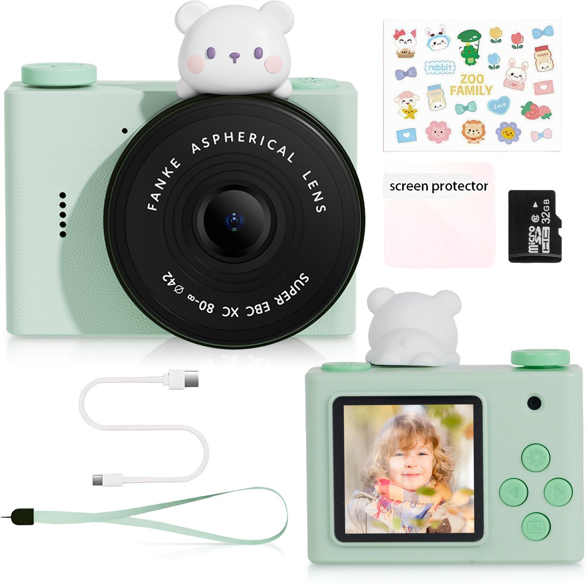 Snapling MINI Kindercamera - Ultra Compact Zakformaat - 1080P HD - Inclusief 32GB SD Kaart - Voor Kleine Handjes - Blauw/Roze - Cadeau 3 t/m 8 jaar