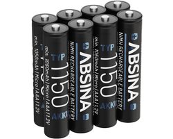 Absina Oplaadbare AAA batterij (potlood) NiMH 1.2 V 8 stuk(s)