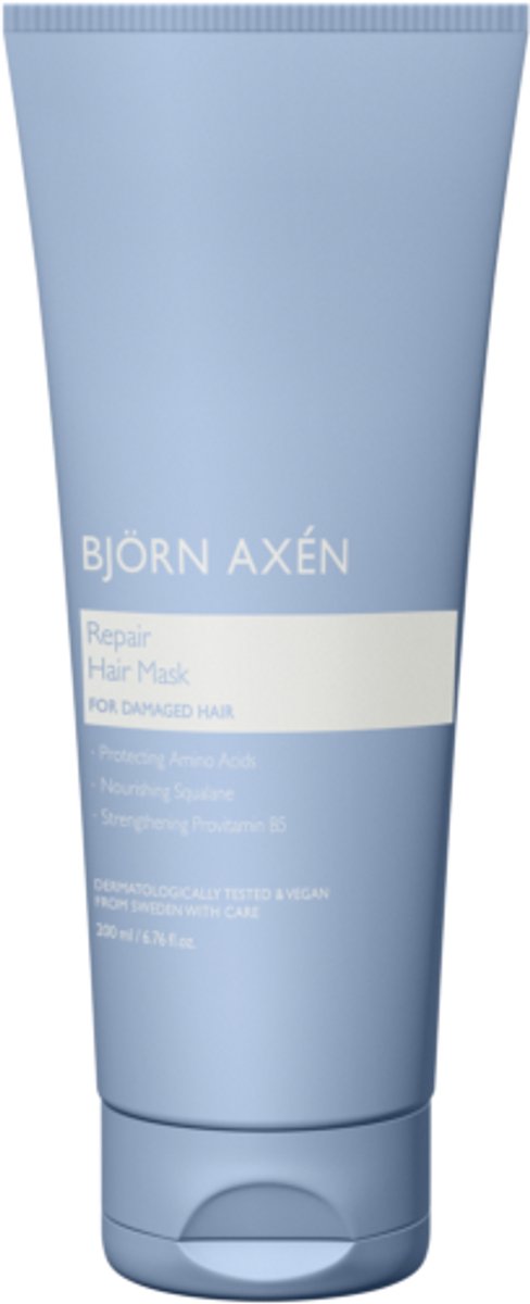 Björn Axén Repair Hair Mask 200 ml – Intensief Herstellend Haarmasker Voor Beschadigd Haar - Met Aminozuren, Squalane & Provitamine B5 – Versterkt, Hydrateert & Verhoogt Elasticiteit – Vegan & Dermatologisch Getest – Zijdezacht & Glanzend Haar
