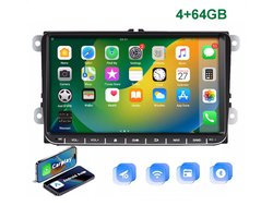 ESSGOO Autoradio - voor Volkswagen VW GOLF 5 6 Caddy Tiguan Touran Passat EOS - 4 + 64GB - 9 Inch HD Aanraakscherm - Bluetooth, USB, WiFi & MP5 - Navigatiesysteem - Apple Carplay en Android Auto