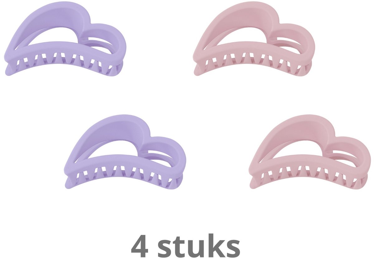 YWG - Voordeel set 4 stuks - Haarklem vleugel - Paars/Roze - Kunststof - 9 cm