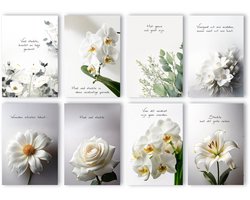 8 stuks Condoleance kaarten - Rouwkaarten - Sterktekaarten - Condoleancekaarten met enveloppen - Set condoleance kaarten