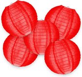 5-set LMPN® nylon lampionnen - feestelijk rood - 25cm - voor buiten
