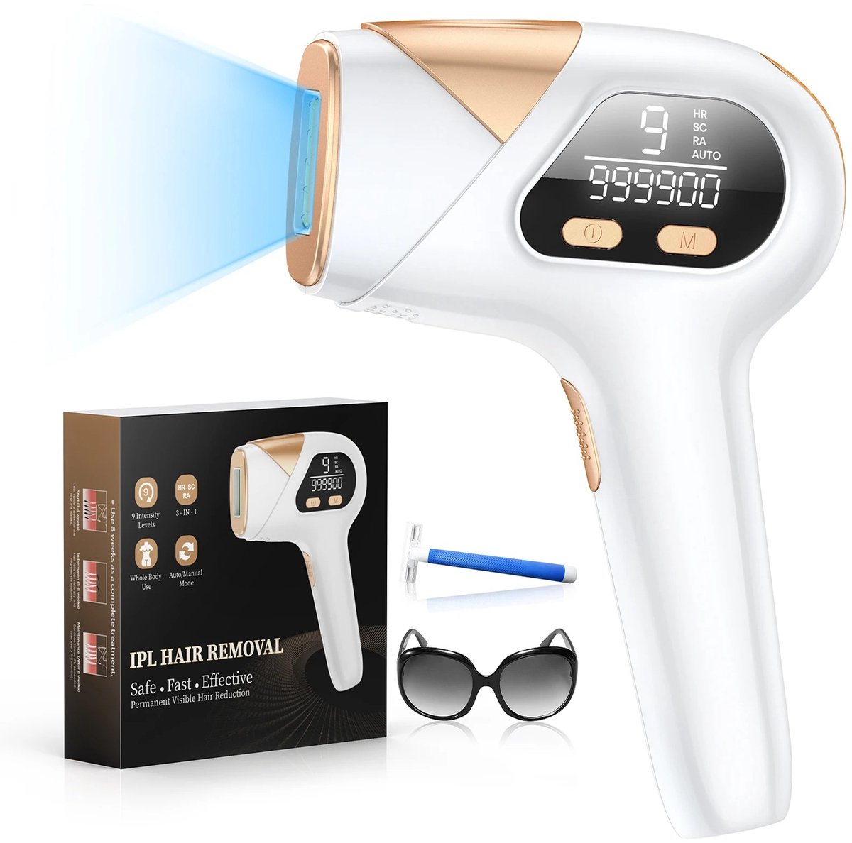 Tresaro IPL-laser Ontharing 9-energietiveaus Pulsen Permanente pijnloze laserhaarepilator voor vrouwen Lichaam Bikini Gezicht