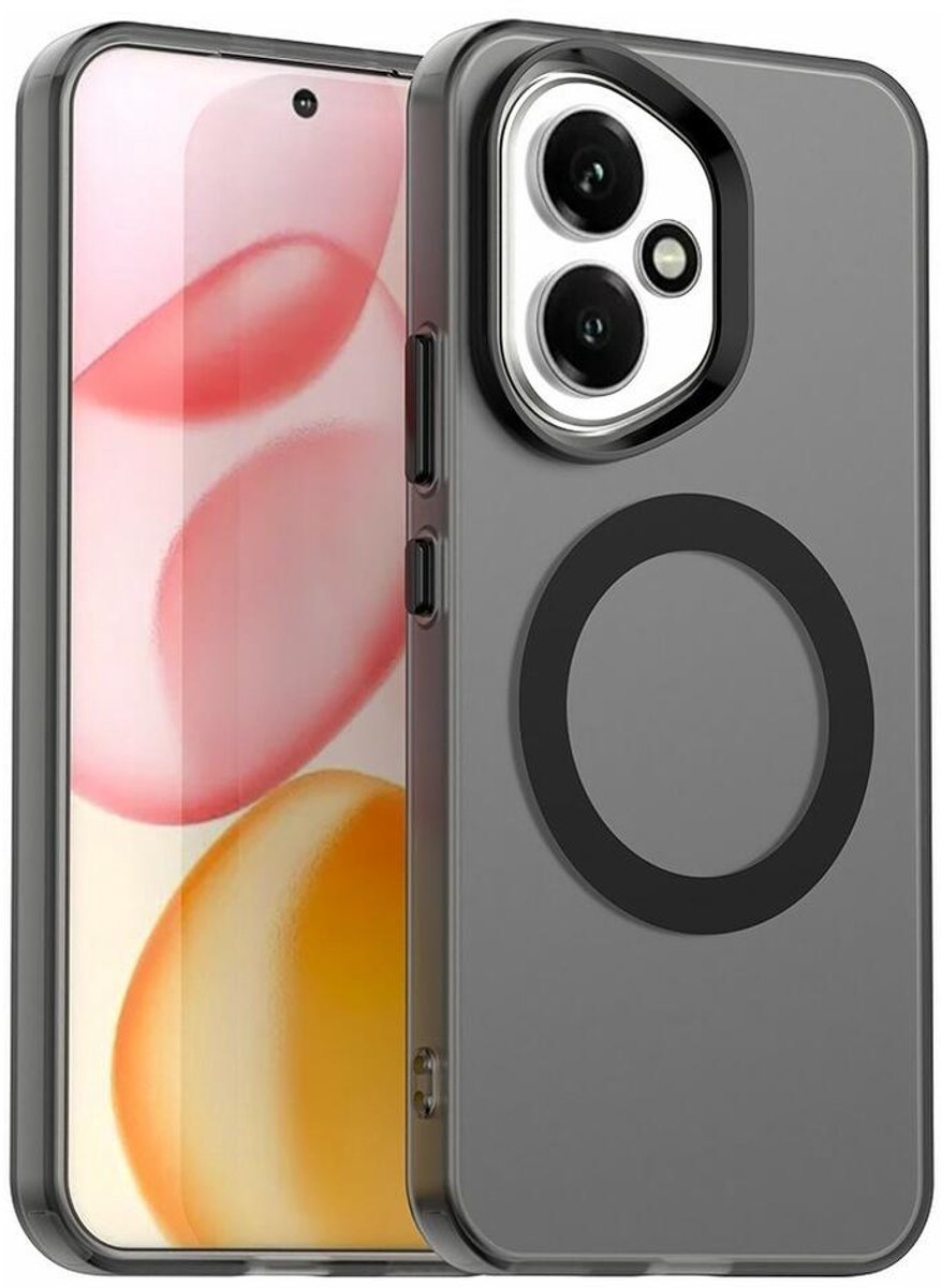 MagSafe Compatibel Backcover Hoesje Geschikt voor Honor 400 - Zwart & Semi-Transparant Design - Stijlvol & Goede Bescherming