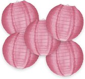 5-set LMPN® nylon lampionnen - oudroze - 25cm - voor buiten