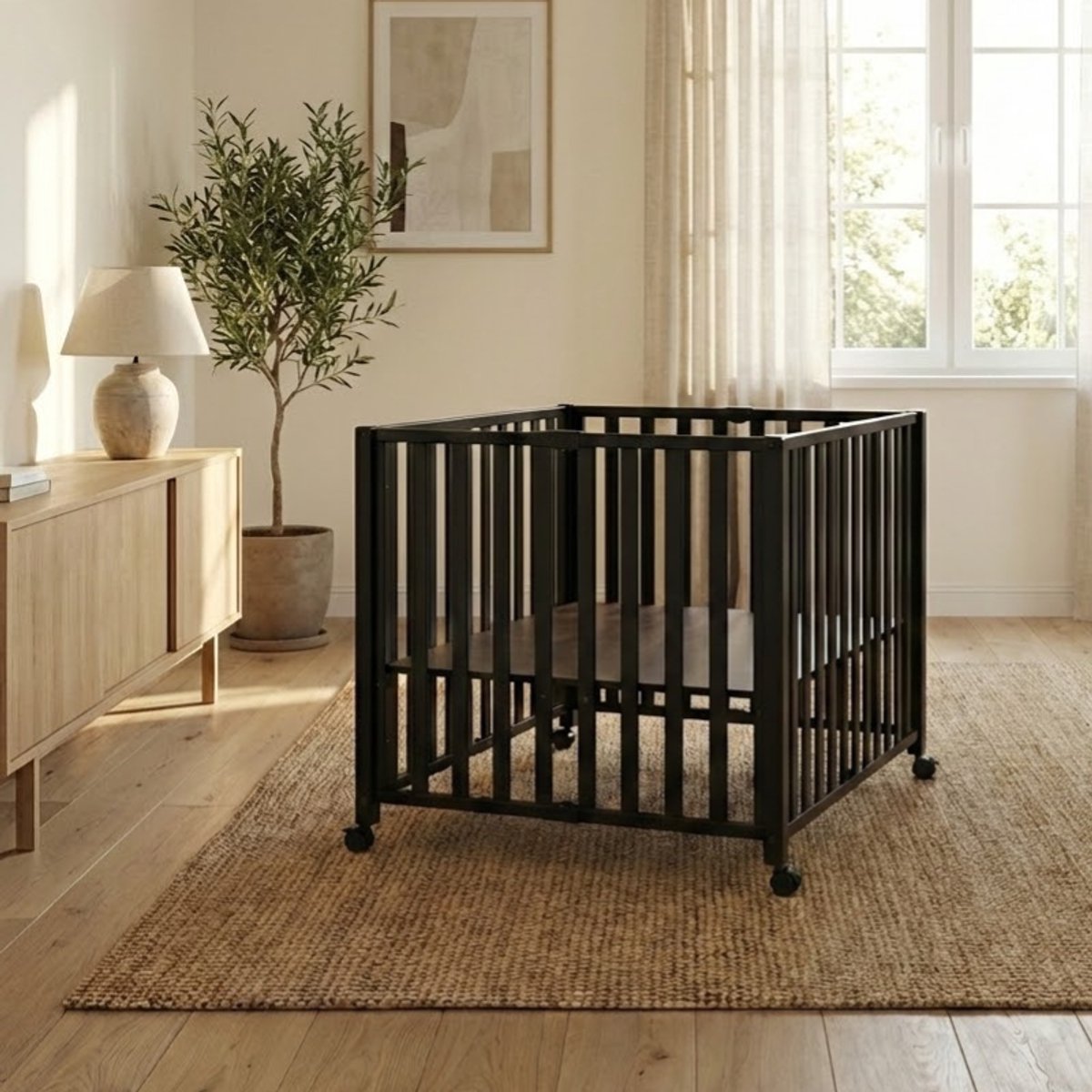 Barrière pour bébé - OHMG - Gris foncé - Tissu Oxford - 180*150*66cm