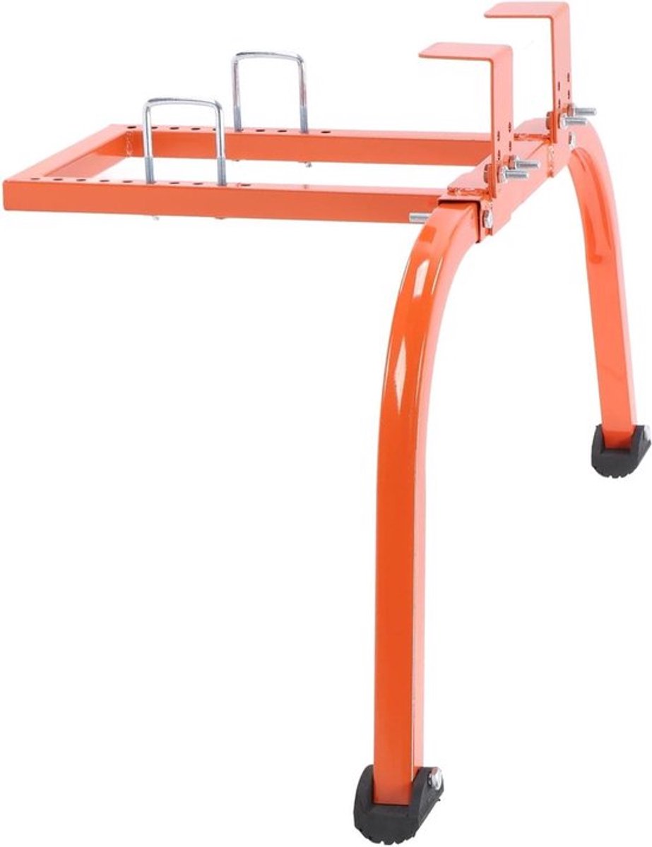 Stabiele ladder stabilisator van staal met verstelbare handgreep en verlengaccessoires. veiligheid en stabiliteit tijdens schilderwerk.