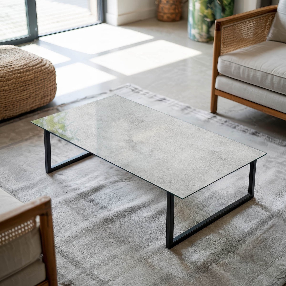 Coloray Tafelblad - Tafelblad Vierkant - 140x70 cm - Grijs - Rechthoek Glazen Tafelblad - 