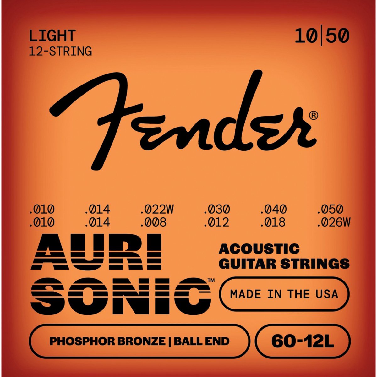 Fender A-Git. snaren 60-12L 10-50 Phosphor Bronze - Akoestische gitaarsnaren