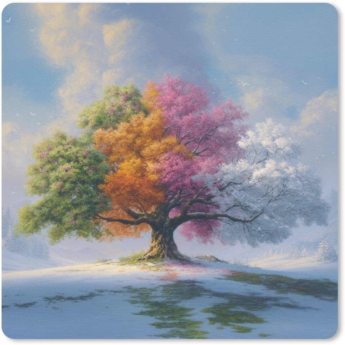 Muismat 30x30 cm - Mousepad Boom - Seizoenen - Winter - Landschap - Muismatten