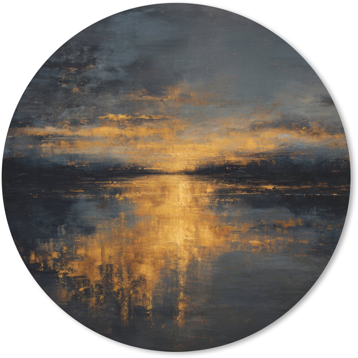 Muismat rond 20x20 cm - Mousepad Gouden Reflectie op Water - Ronde muismatten