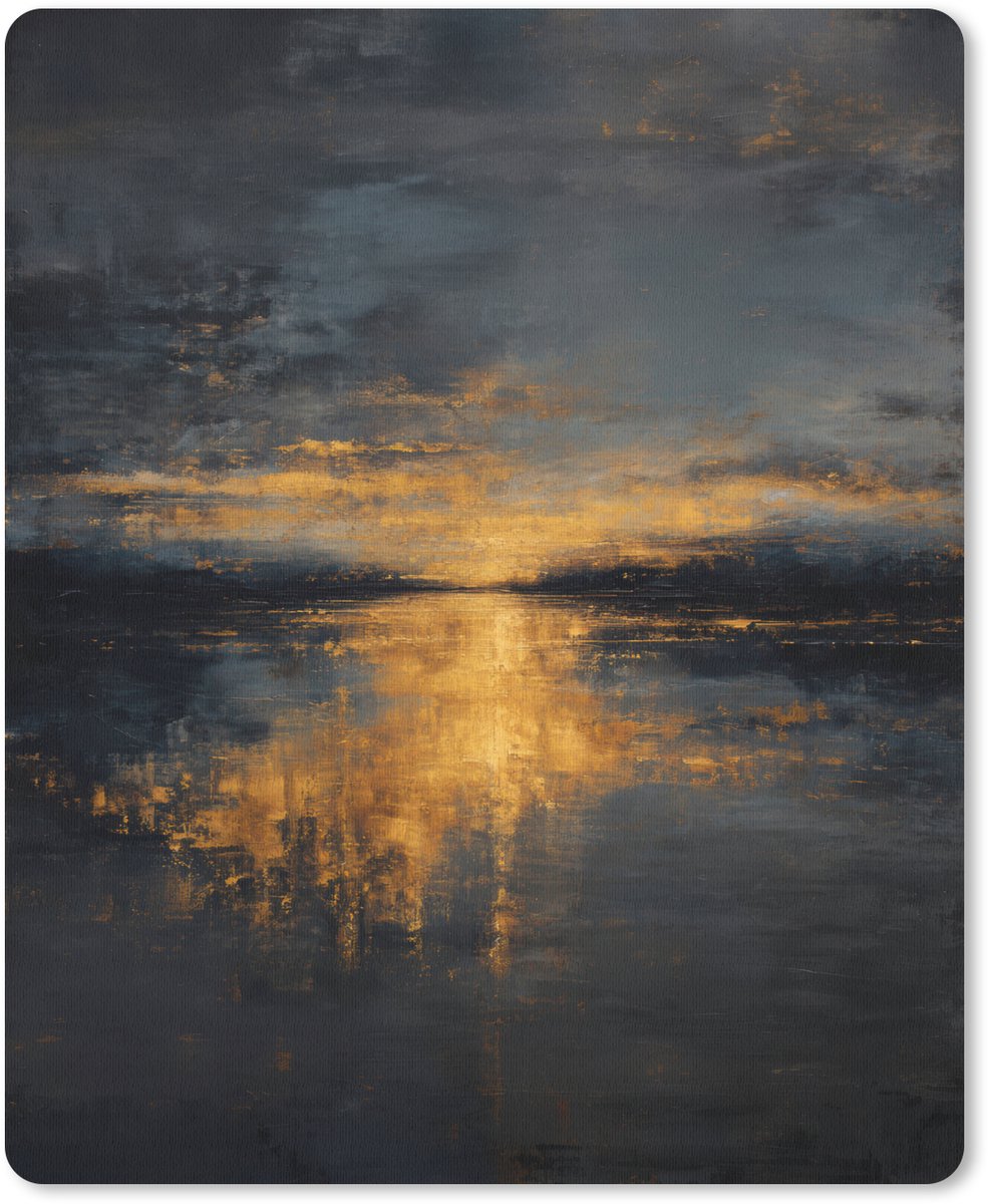Muismat 19x23 cm - Mousepad Gouden Reflectie op Water - Muismatten