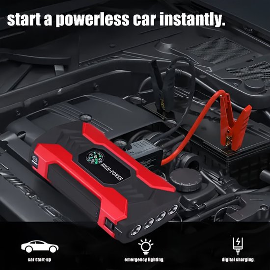 Démarreur de Jump 28 000 mAh 800 A 12 V avec écran LED et 4 modes d'éclairage LED