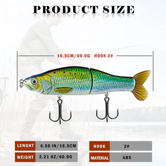Swimbait - 2-piece - Slow-sinking - Geschikt voor het vissen op grote roofvissen zoals snoek - forel - baars — afbeelding 5
