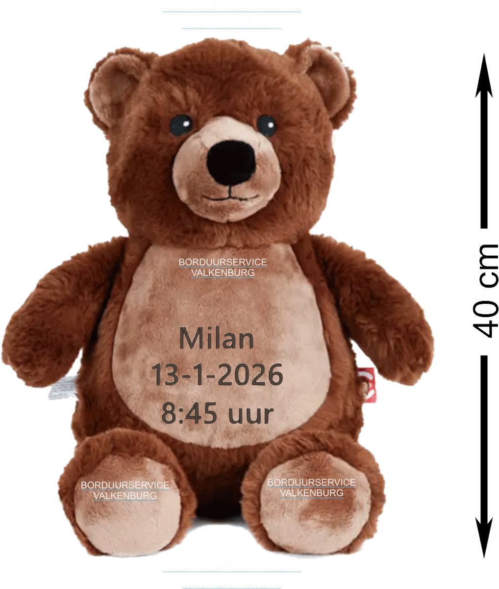 Cubbies Grizzlybeer-Blokletters-Naam-Datum-Tijd