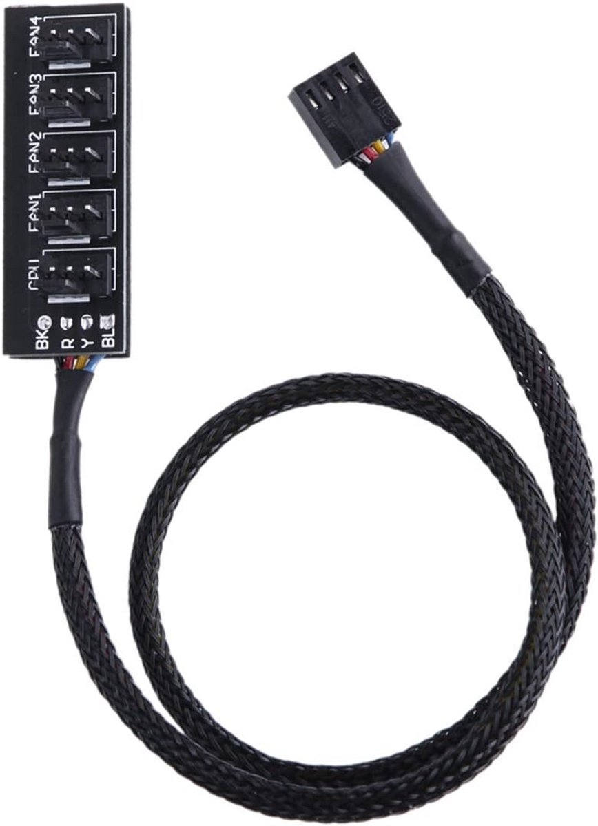 4-pins PWM ventilatorhub voor PC - 1 tot 5 splitter en voedingskabel