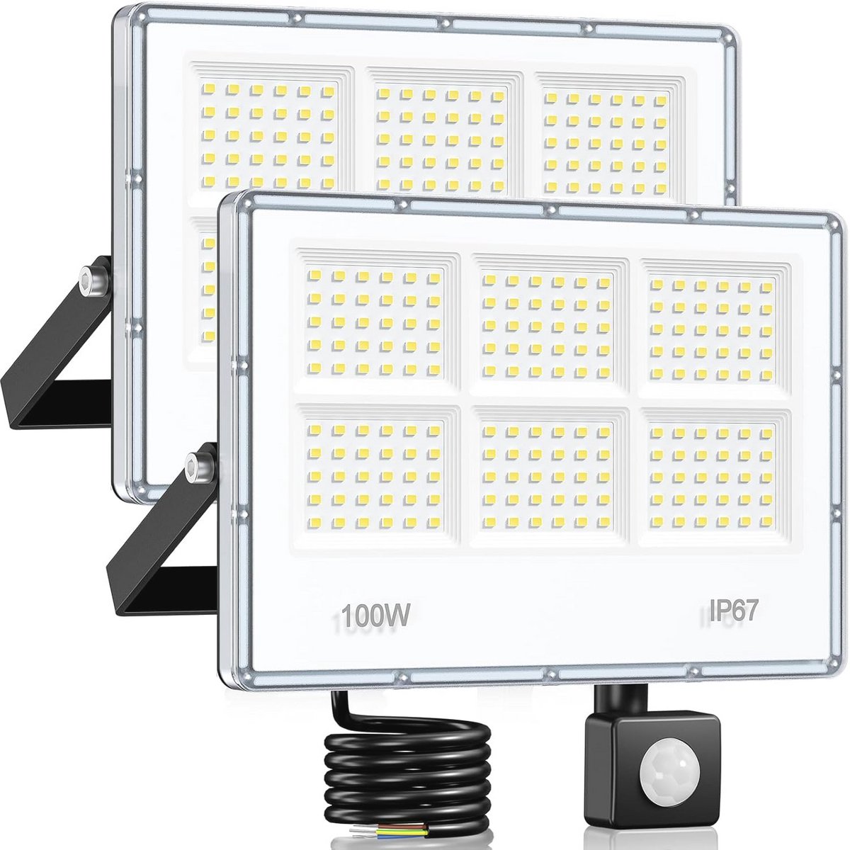 Bewegingssensor LED Buitenspot - 100W, 10.000 Lumen, Waterdicht, 6-in-1 Buitenverlichting voor Tuin en Garage