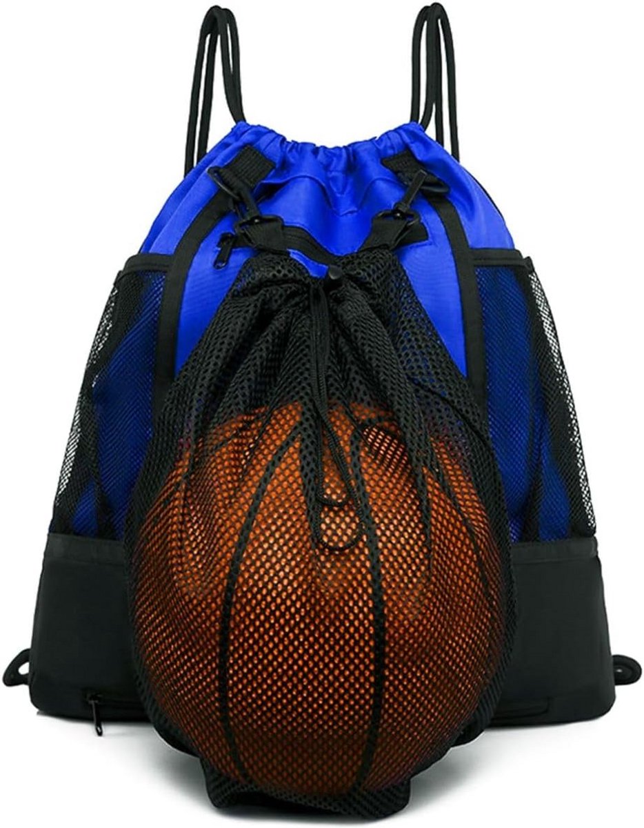 Basketbalrugzak met Trekkoord voor Jongens en Meisjes - Blauwe Sporttas