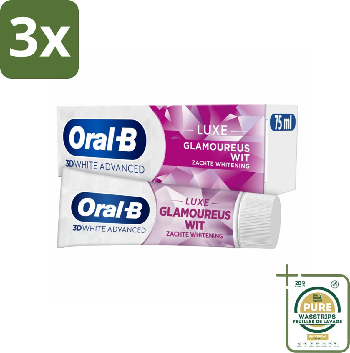 3 x Oral-B - 3D White Advanced – Tandpasta – Luxe – Glamorous White – 75 ml - Grootverpakking - Koffiezetapparaat