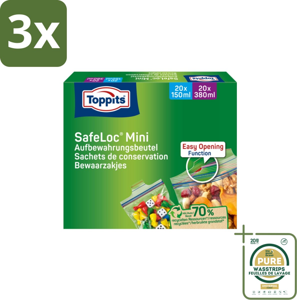 3 x Toppits – Safeloc Mini Zip-Zakjes – 40 Zakjes - Grootverpakking - Koffiezetapparaat