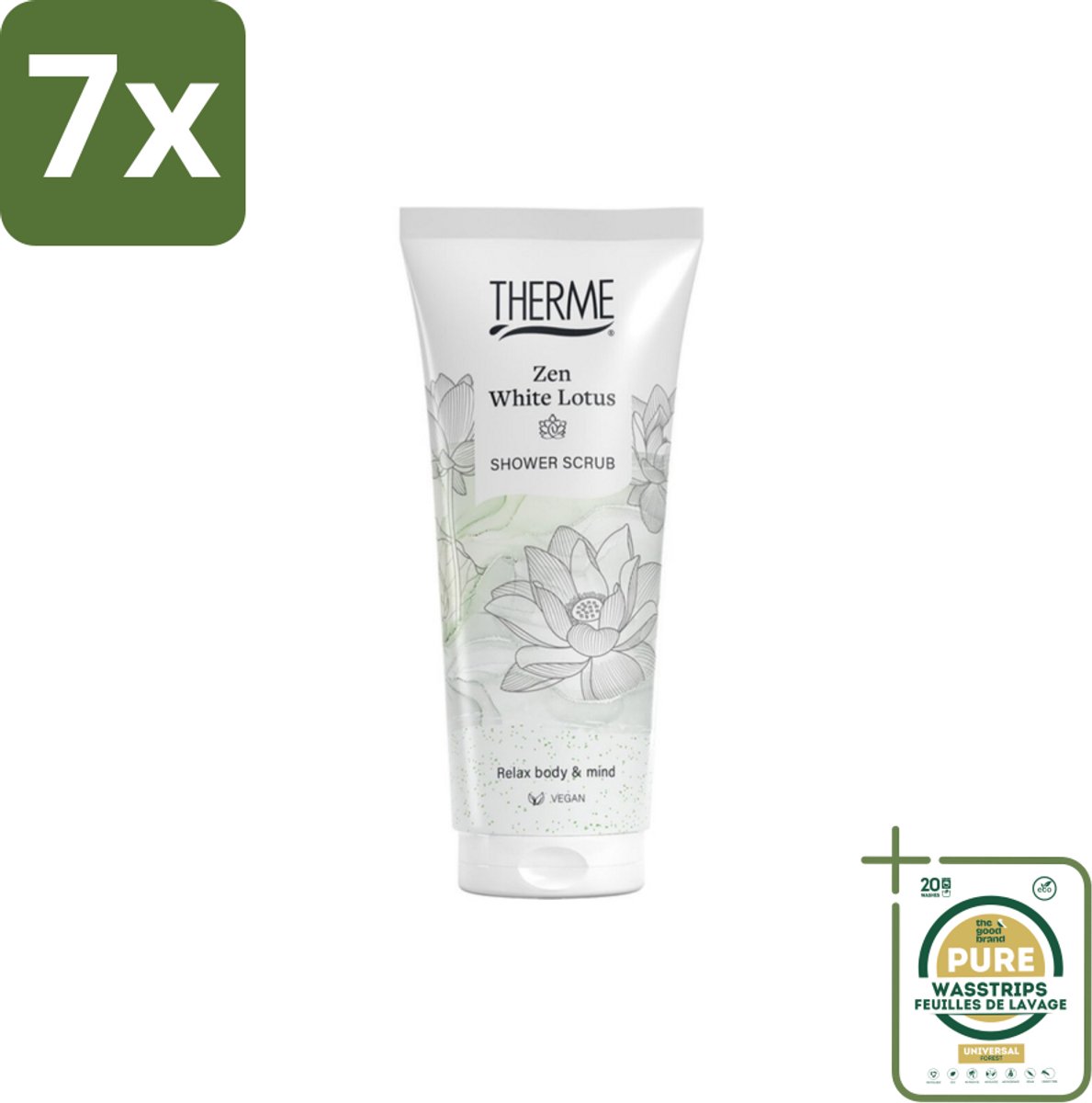 7 x Therme – Douchescrub – Zen White Lotus – 200 ml - Grootverpakking - Koffiezetapparaat