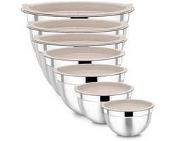 IMPERATORIS® Beslagkommen Set – Bewaarbak / Schalen Set – Beslagkom met Deksel – Mengkommen voor Beslag, Salades en Snacks – 6,5/4,5/2,7/2,5/1,5/1,2/0.7L