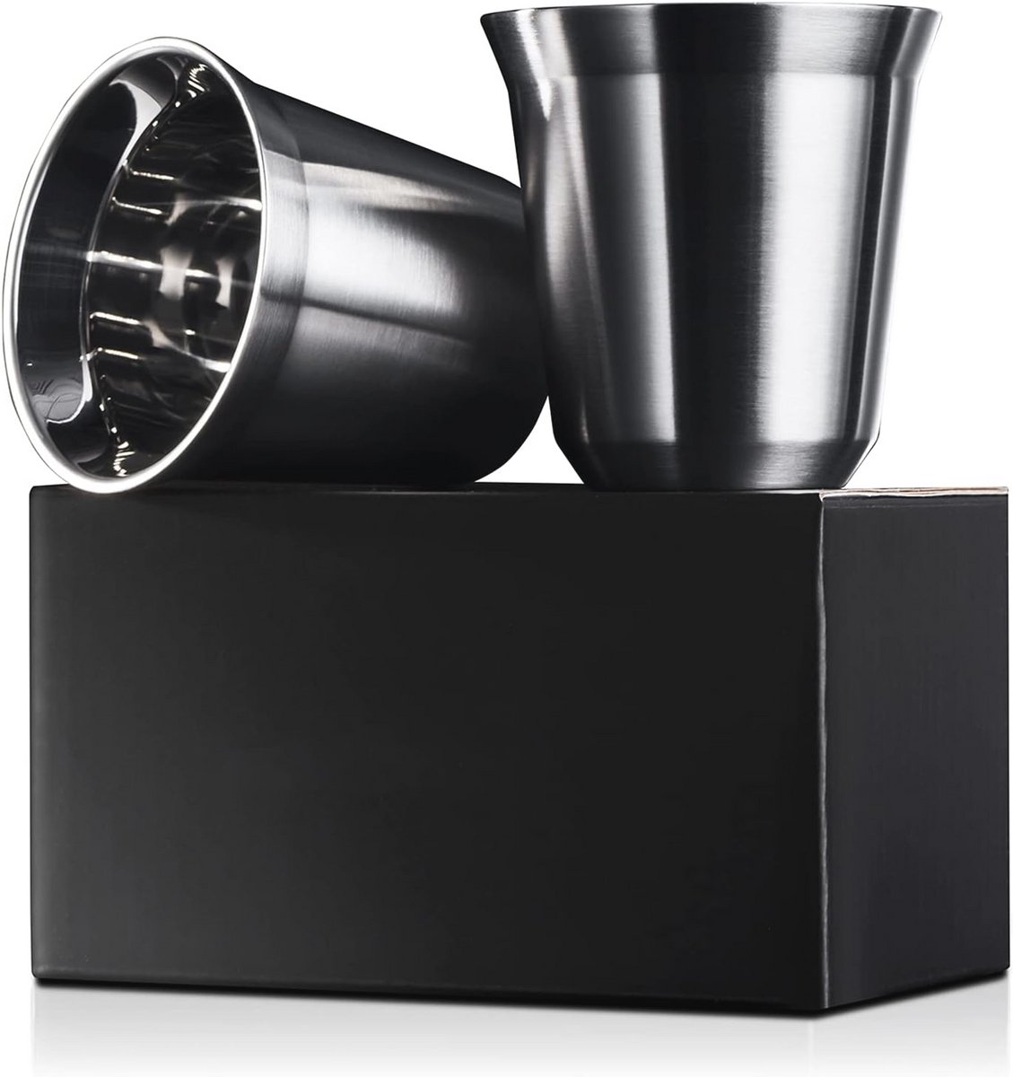 Dubbelwandige RVS Espressokopjes - 150 ml, 2 Stuks - Vaatwasmachinebestendig