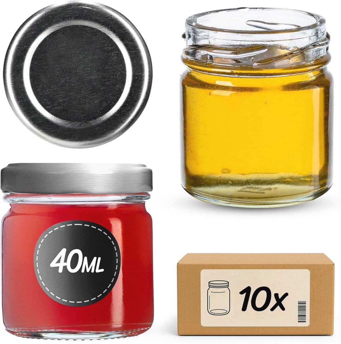 Mini-Inmaakpotten 40 ml - Set van 10 met Schroefdeksel voor Kruiden en Jam