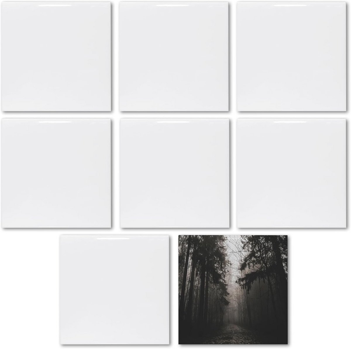 8-pack witte glanzende keramische tegels voor sublimatie en warmteoverdracht - Ideaal voor gepersonaliseerde cadeaus
