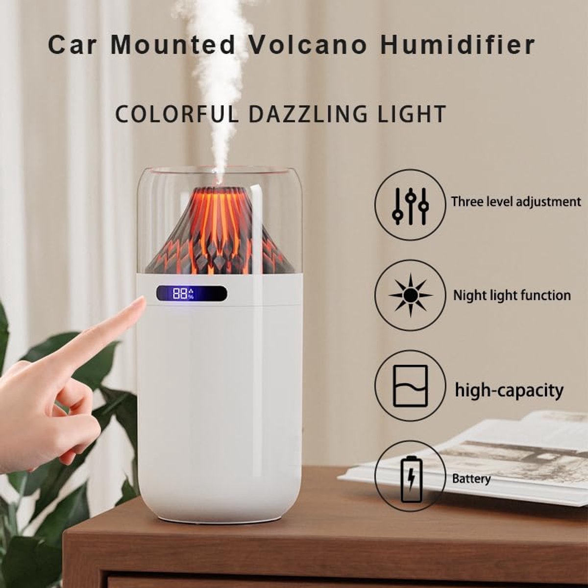 KZQ 360ML Etherische Olie Diffuser Luchtbevochtiger 7 Kleuren Vlam Sfeerlicht Stille Ultrasone Aroma Diffuser Voor Slaapkamer Kantoor Spa En Thuis Witte Mini Bevochtiger — cadeau in Wonen & Interieur - foto 2