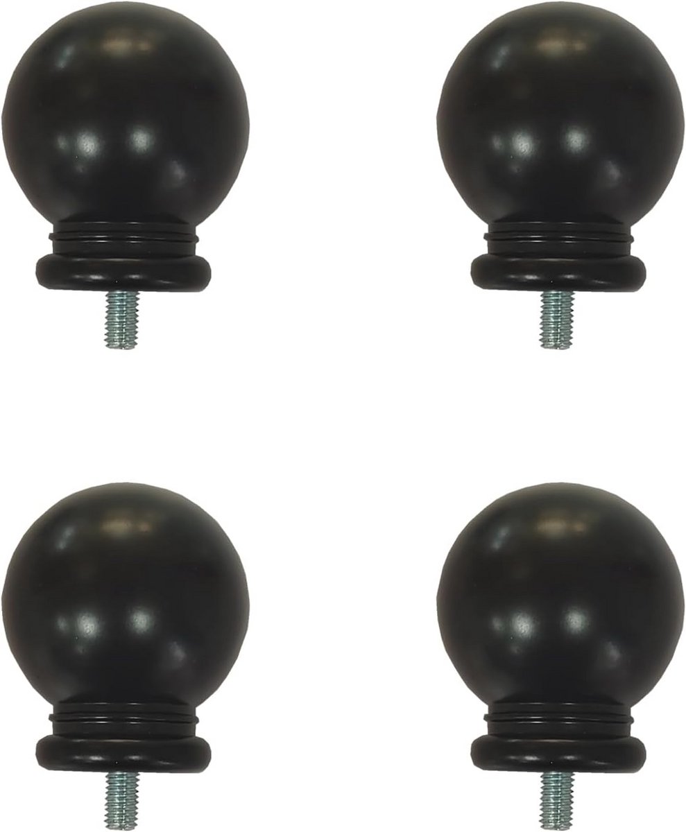 Eindstukken voor gordijnroede - 4 stuks kunststof balvormige eindstukken voor 5/8 inch diameter