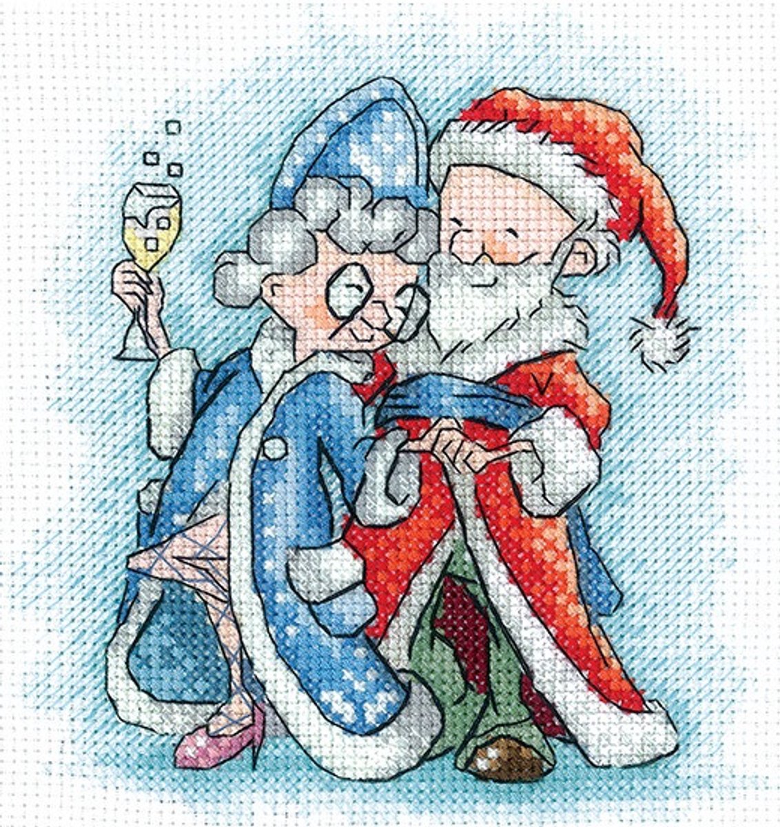 Borduurpakket SANB-26 - Grandma and Santa - Grootmoeder en de Kerstman - Andriana