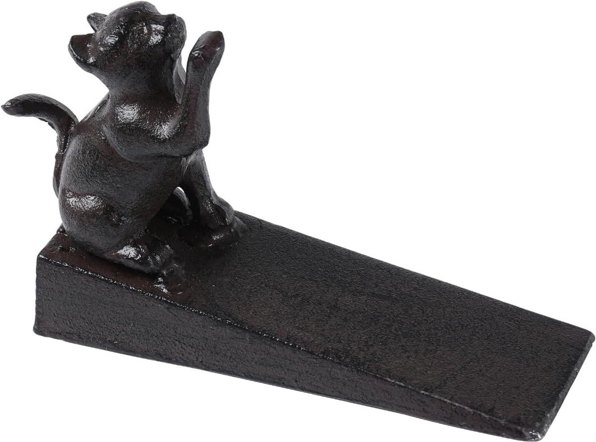 Zware Deurstopper van Gietijzer met Schattige Kat - Decoratieve Deurwedge voor Thuis en Kantoor