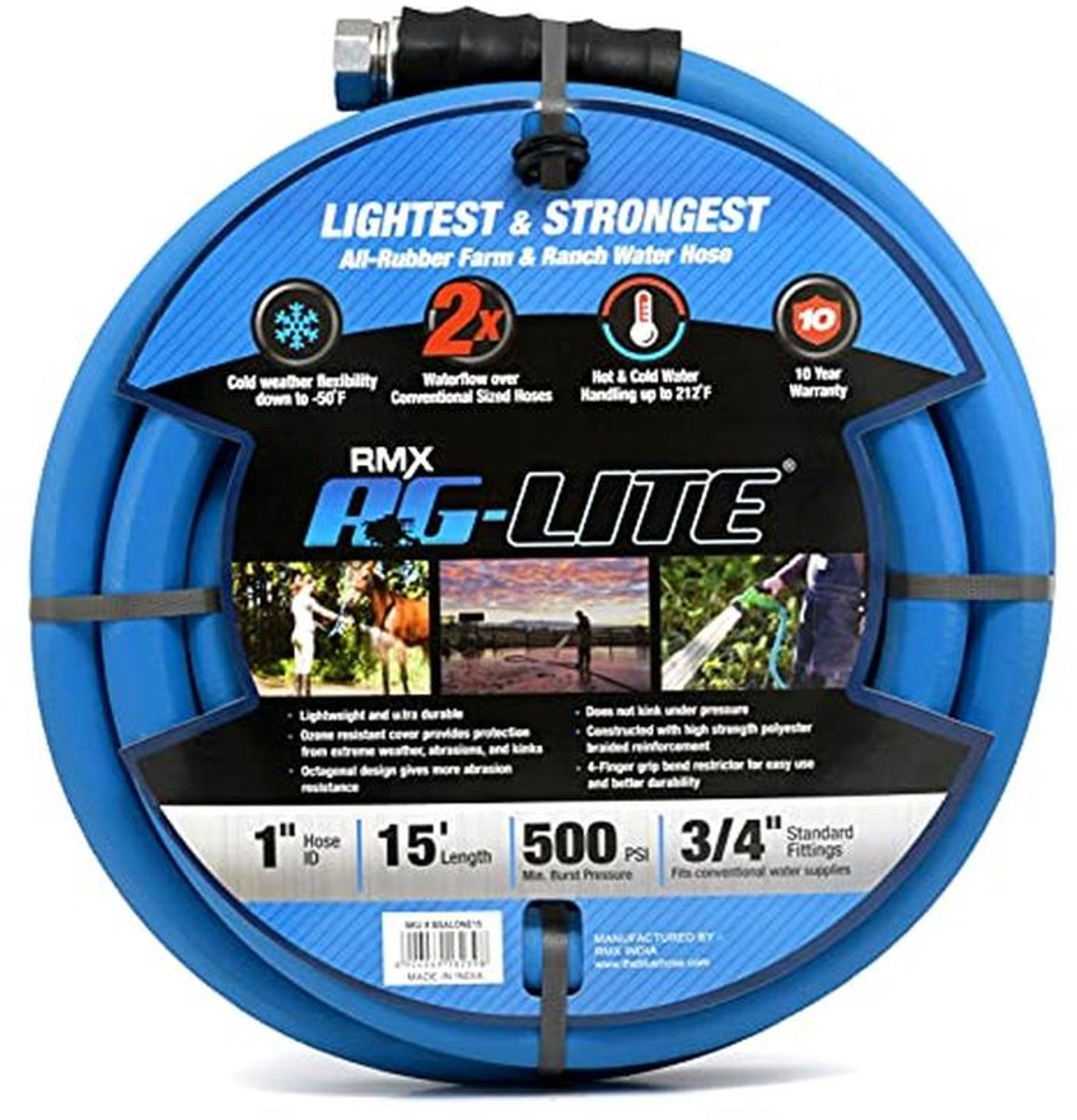 Ultralichte Rubber Tuinslang 1" x 15' - 100% Rubber, Hoge Sterkte, Voor Warm en Koud Water