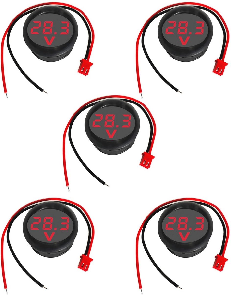 Mini Digitale Voltmeter - Nauwkeurige Spanningsmeter met LED Display voor DC 4-100V - Set van 5 Stuks