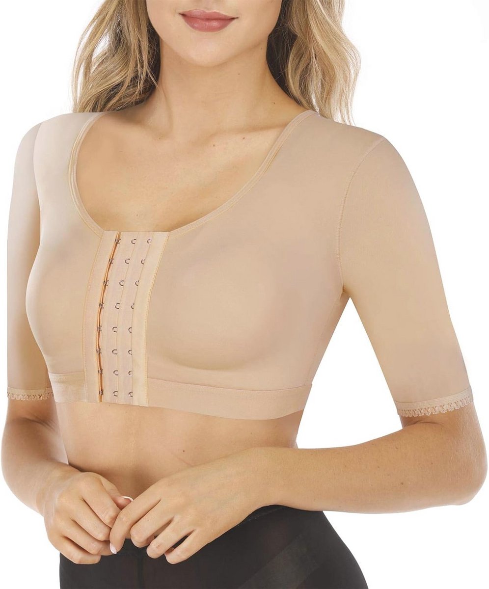 Dames Shaper Top met Armcompressie en Voorpand Sluiting