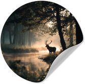 WallCircle® - Cercle de papier peint 120x120 cm - Stickers muraux Cerf - Ruisseau forestier - Mystique - Cercle mural salon - Cercle mural chambre - Décoration murale autocollante - Accessoires de Décoration murale XXL