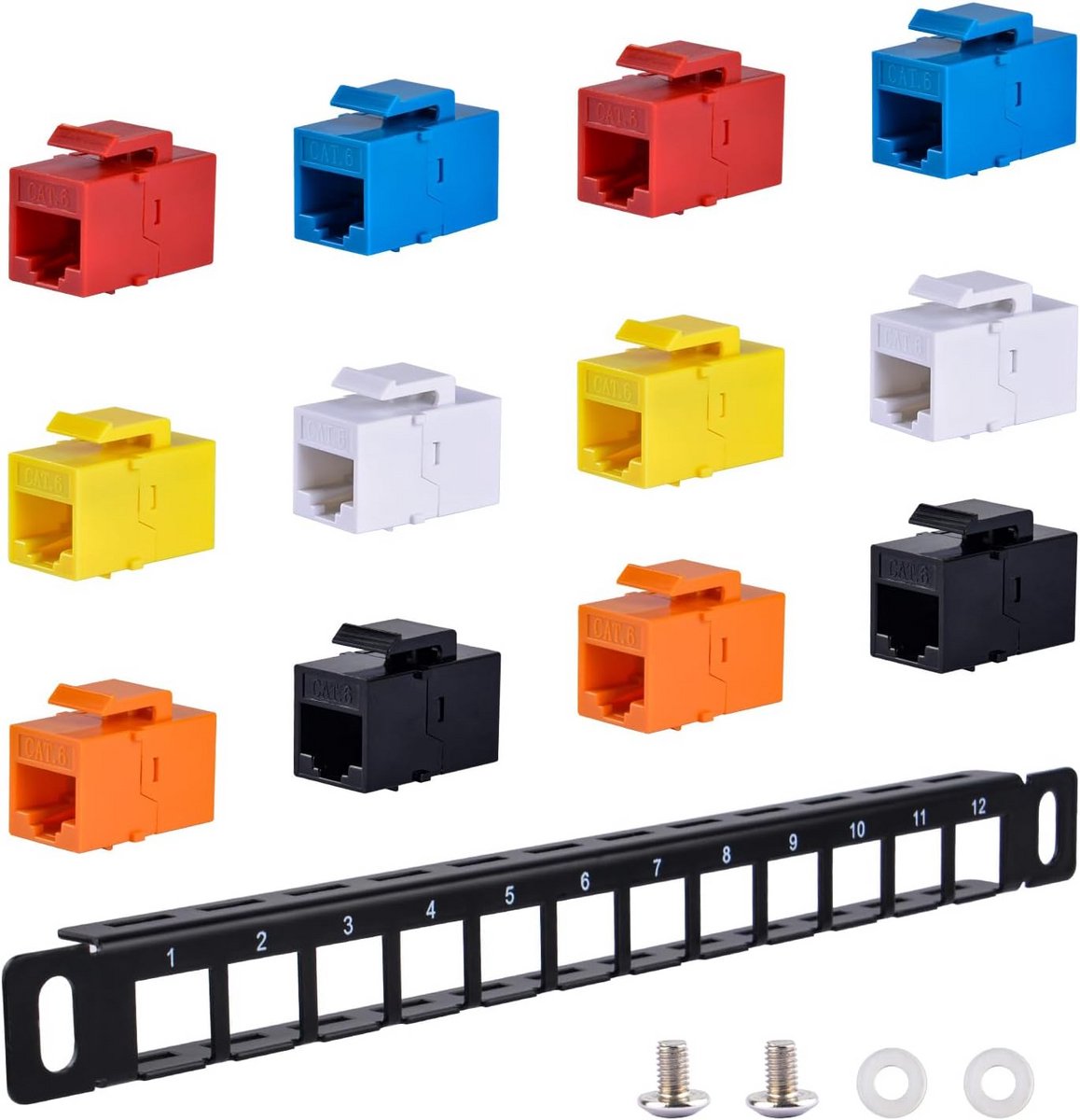 10-inch 0,5U 12-poorts patchpaneel met Cat6-RJ45-aansluiting