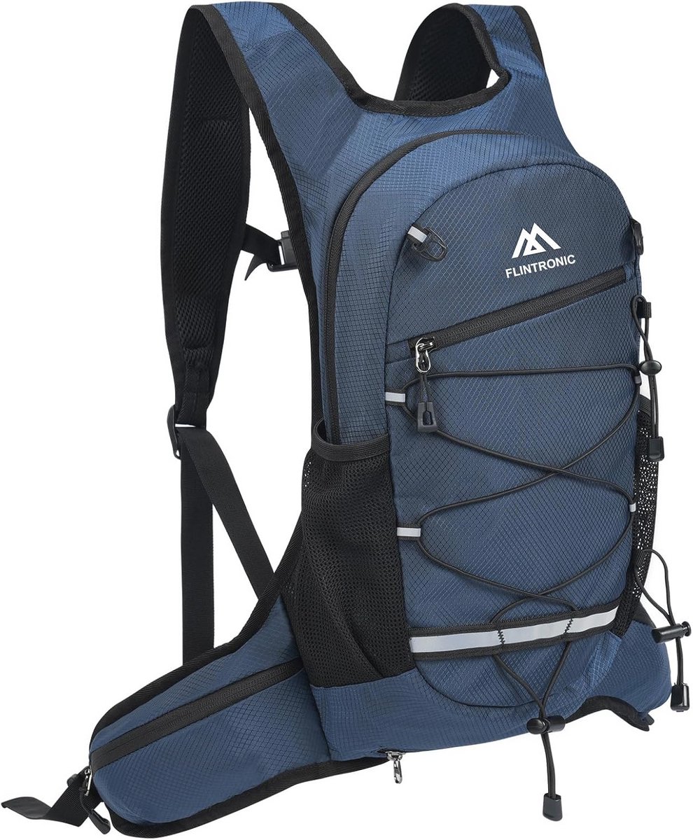 flintronic Lichtgewicht ademende fietsrugzak, 8L waterdichte ademende fietsrugzak, hydratatierugzak, reflecterende tas, opvouwbare hardloopdagrugzak voor fietsen, joggen, wandelen